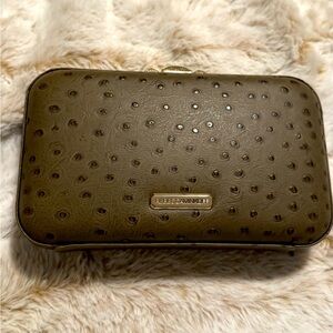 REBECCA MINKOFF Dark Green Ostrick Print Clutch